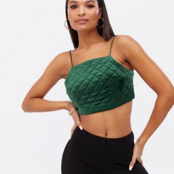 Pink Vanilla Green Quilted Crop Cami - Picture 2 of 5